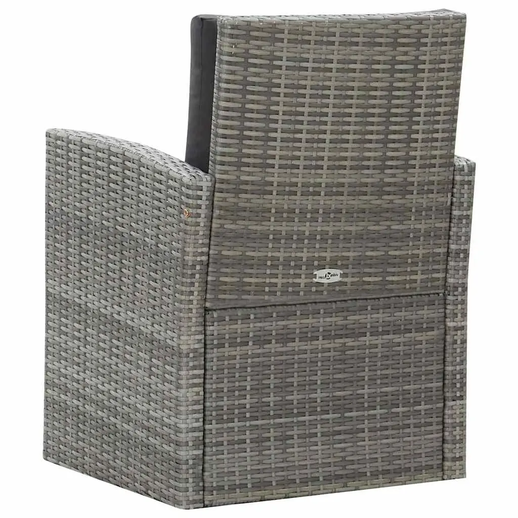 Outdoor Dining Set Grey PE Rattan 5 Piece Garden Patio Furniture with Cushions
