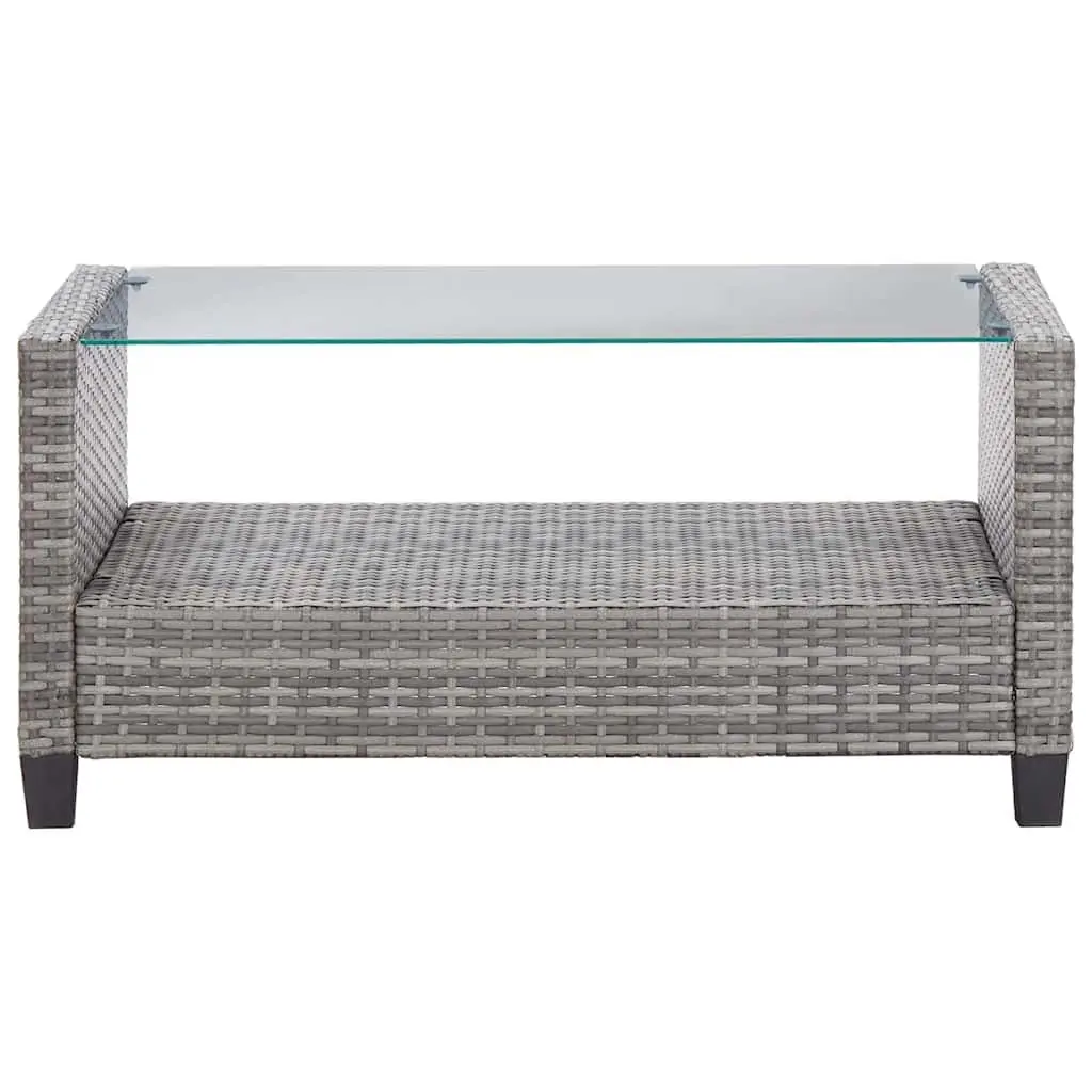 Outdoor Garden Sofa Set Poly Rattan 6 Piece Grey with Cushions