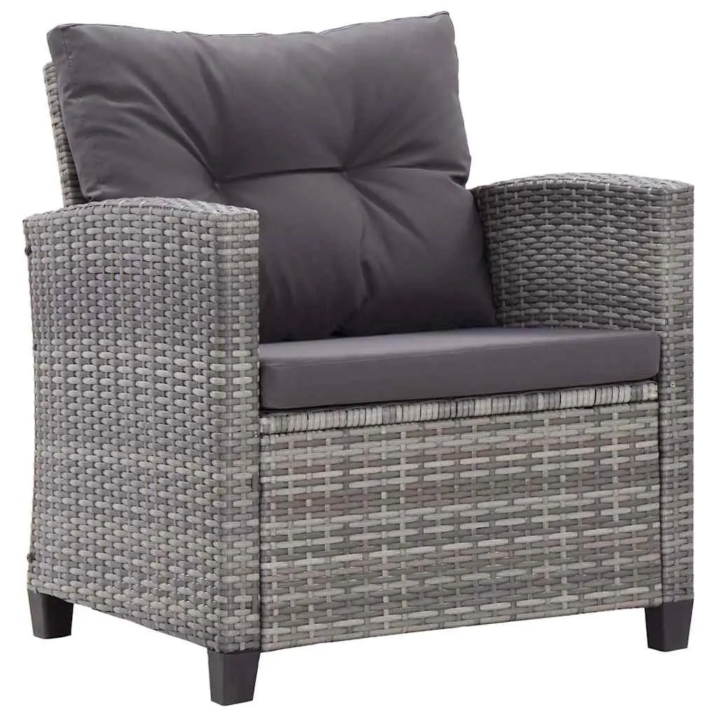 Outdoor Garden Sofa Set Poly Rattan 6 Piece Grey with Cushions