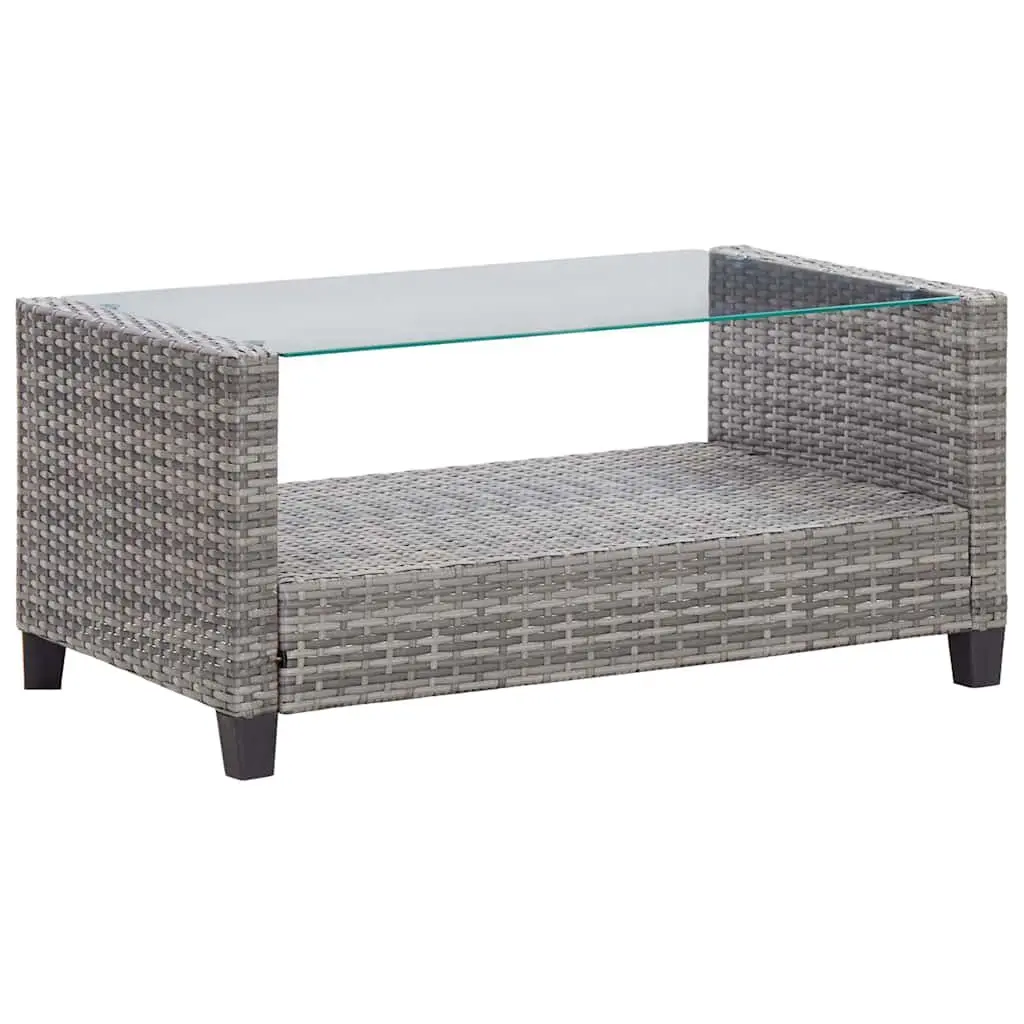 Outdoor Garden Sofa Set Poly Rattan 6 Piece Grey with Cushions