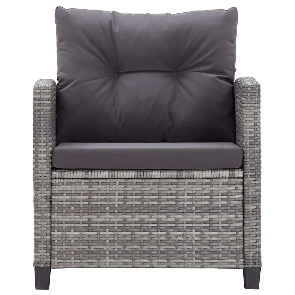 Outdoor Garden Sofa Set Poly Rattan 6 Piece Grey with Cushions