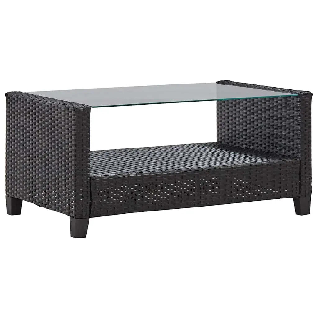Outdoor Garden Sofa Set Poly Rattan 6 Piece Modular Sectional Patio Furniture Black