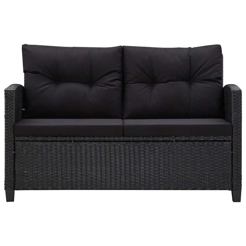 Outdoor Garden Sofa Set Poly Rattan 6 Piece Modular Sectional Patio Furniture Black