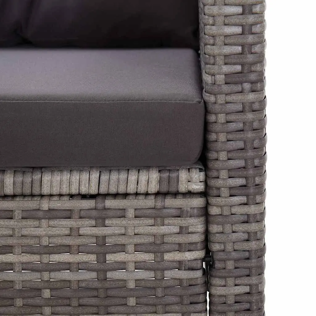 2-Seater Outdoor Garden Sofa Grey Poly Rattan with Cushions Patio Seating 124cm