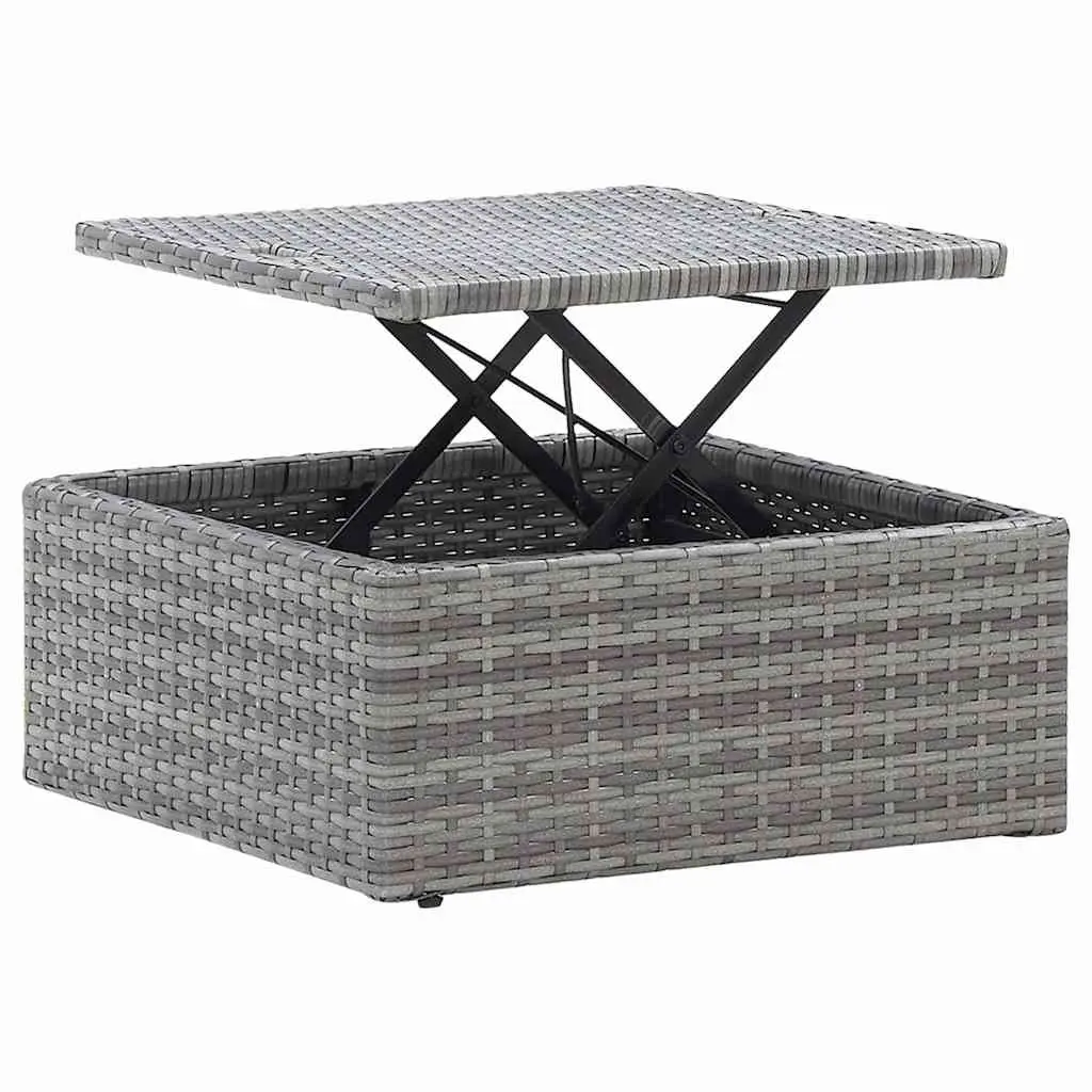 Garden Lounge Bed PE Rattan Grey Patio Daybed with Roof
