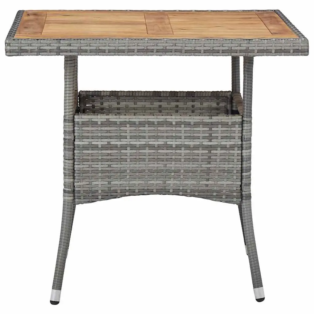 Outdoor Dining Table Acacia Wood Grey Poly Rattan 4 Seater Patio Garden