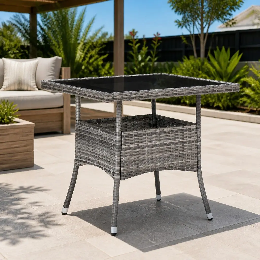 Grey Patio Dining Table for 4 Guests