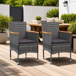 Practical Grey Poly Rattan Chairs for Outdoor Dining