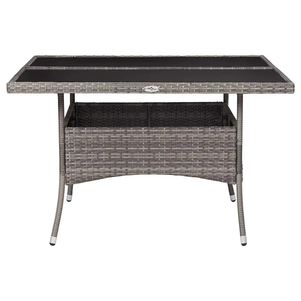 Outdoor Dining Table Grey PE Rattan Reinforced Tempered Glass 4 Seater Patio Furniture
