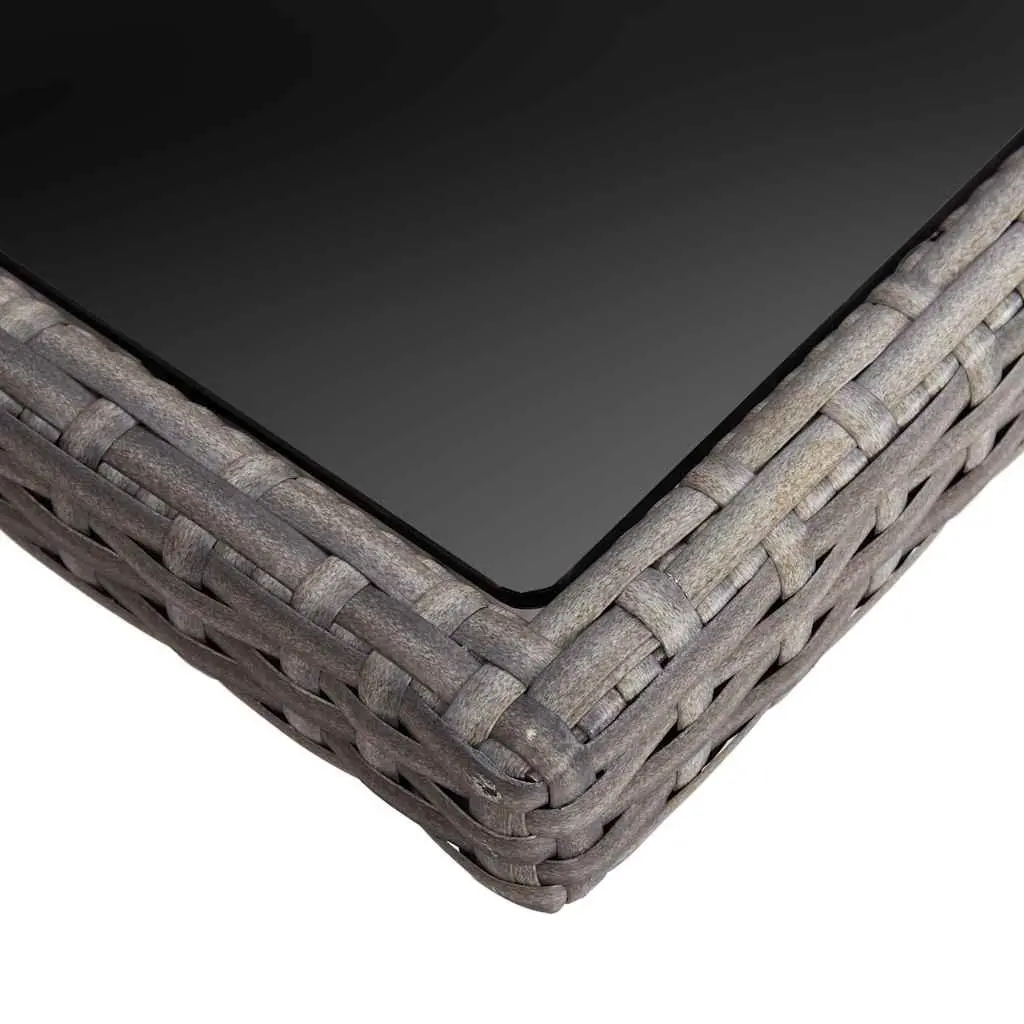 Outdoor Dining Table Grey PE Rattan Reinforced Tempered Glass 4 Seater Patio Furniture