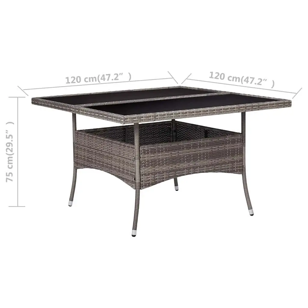 Outdoor Dining Table Grey PE Rattan Reinforced Tempered Glass 4 Seater Patio Furniture
