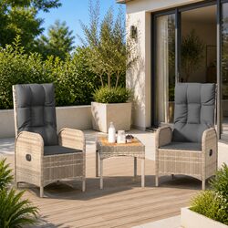 Durable Grey Rattan Chairs for Outdoor Spaces - 2 pcs