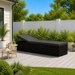 Practical Black Sun Lounger for Poolside Relaxation