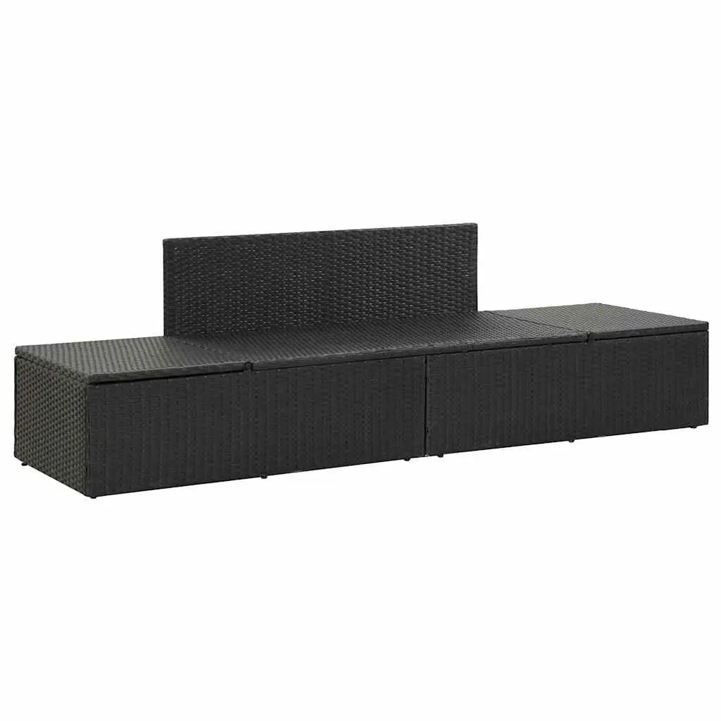 Sun Lounger Bed PE Rattan Powder-coated Steel Adjustable Outdoor Patio Daybed Black