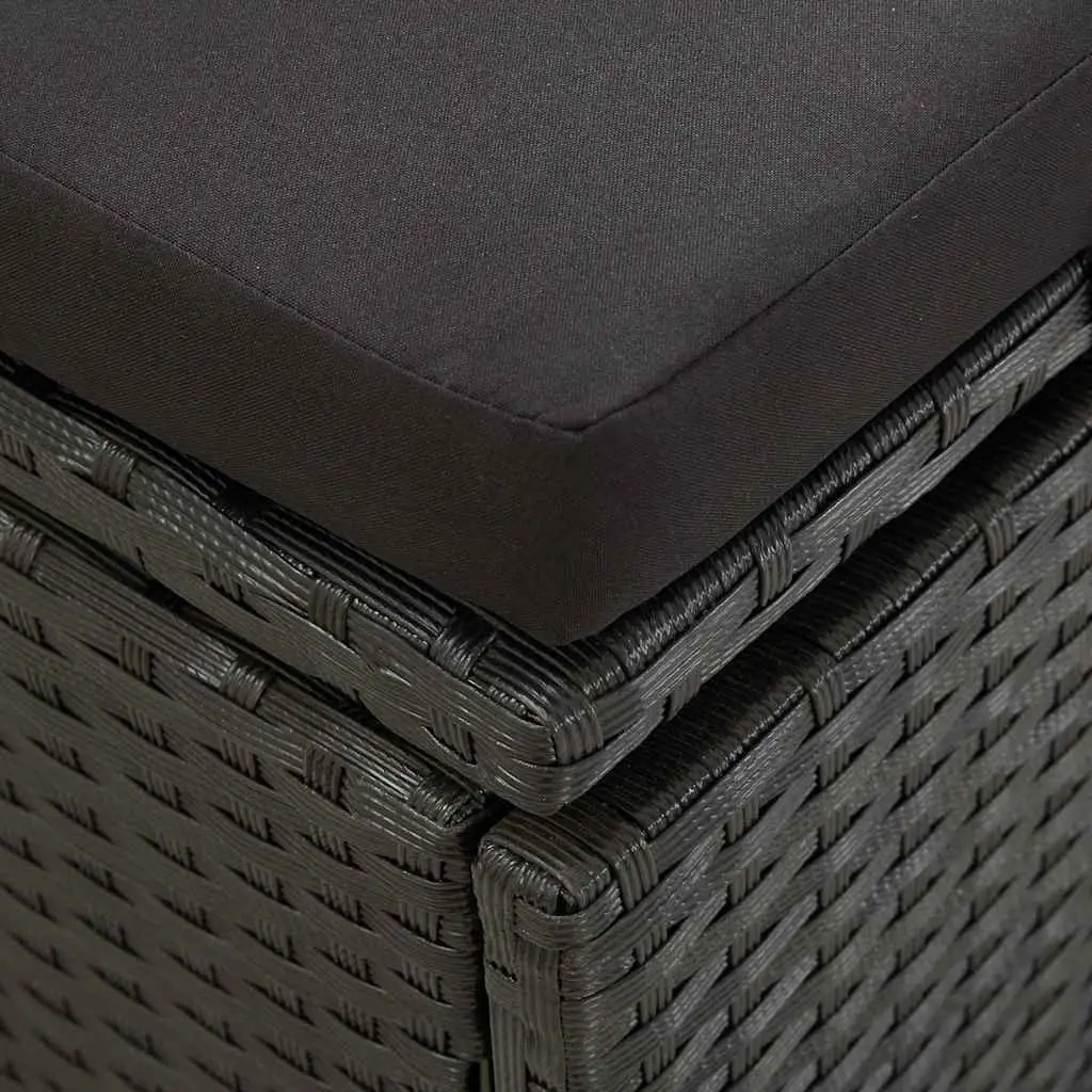 Sun Lounger Bed PE Rattan Powder-coated Steel Adjustable Outdoor Patio Daybed Black