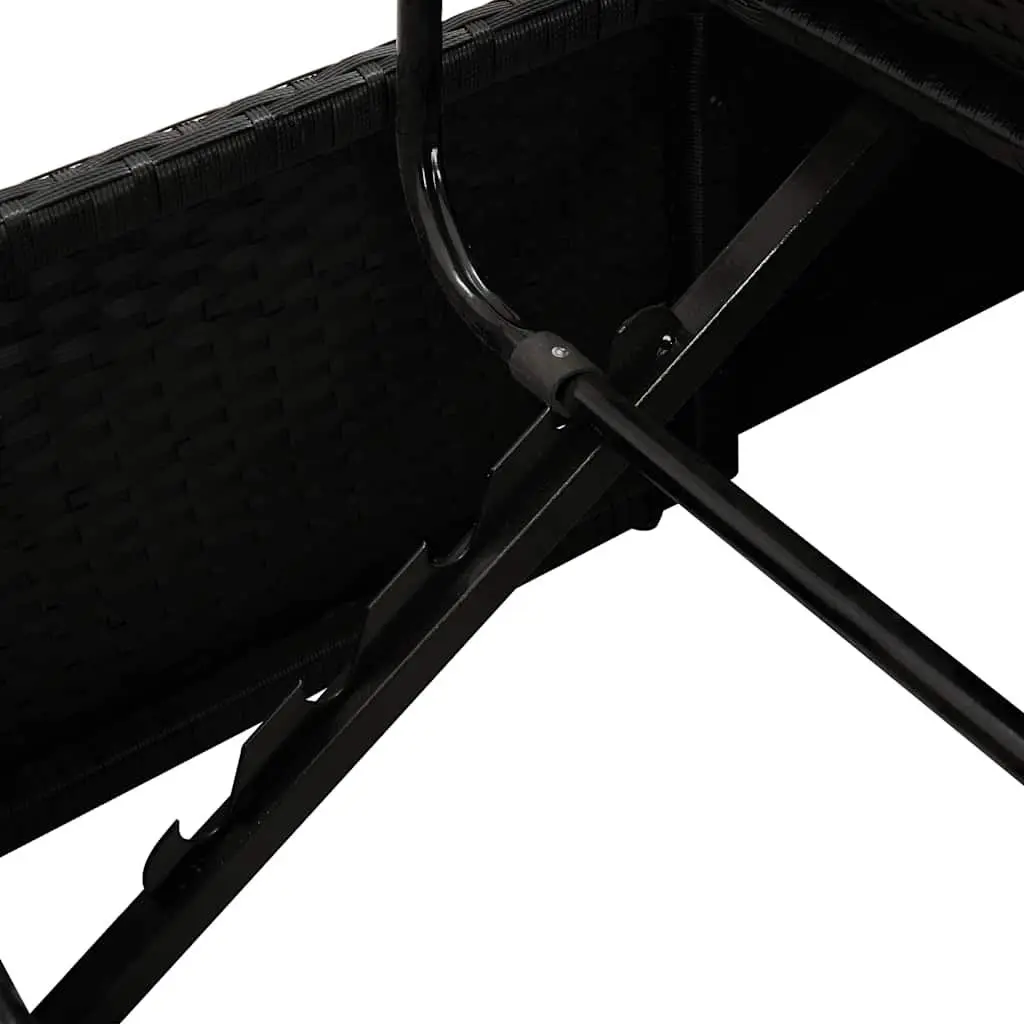 Sun Lounger Bed PE Rattan Powder-coated Steel Adjustable Outdoor Patio Daybed Black