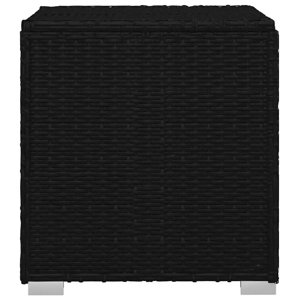 Sun Lounger PE Rattan Adjustable Outdoor Garden Recliner Bed with Cushion and Side Table Black