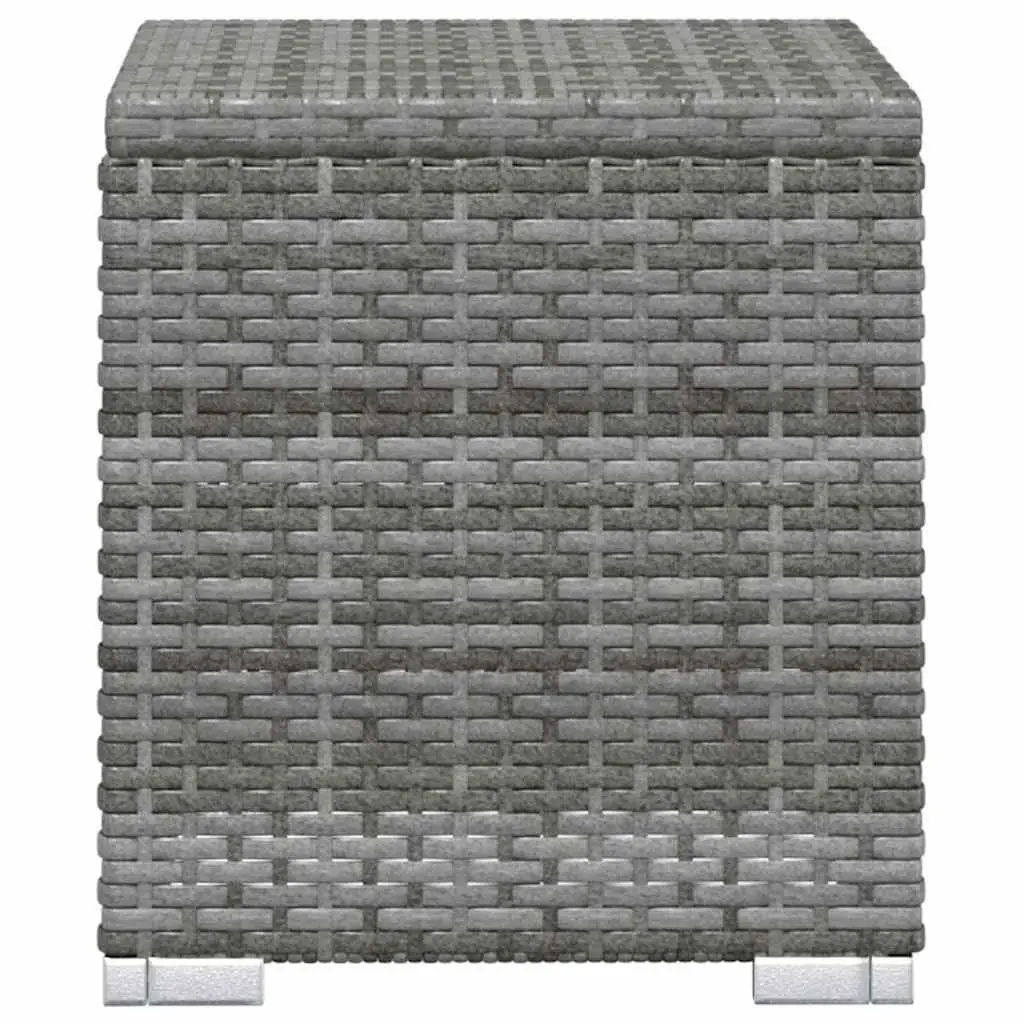 Sun Lounger with Cushion and Tea Table Poly Rattan Grey Outdoor Lounger