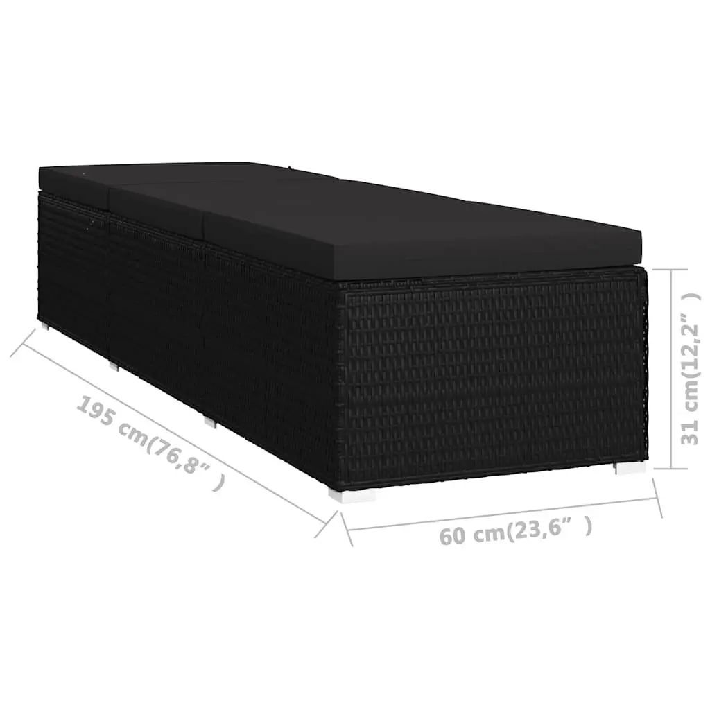 Sun Lounger with Cushion for Outdoor Use