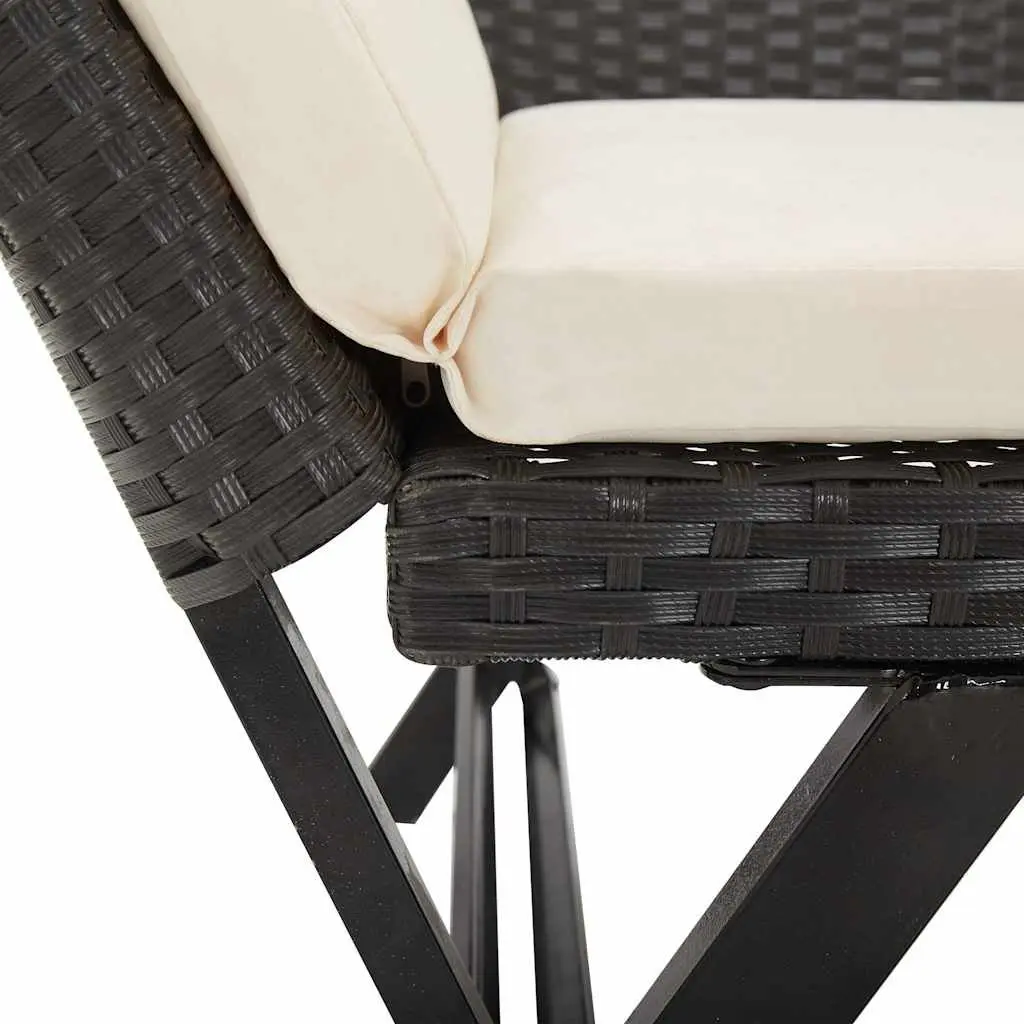 Outdoor Garden Bench PE Rattan 176cm Black with Cushions