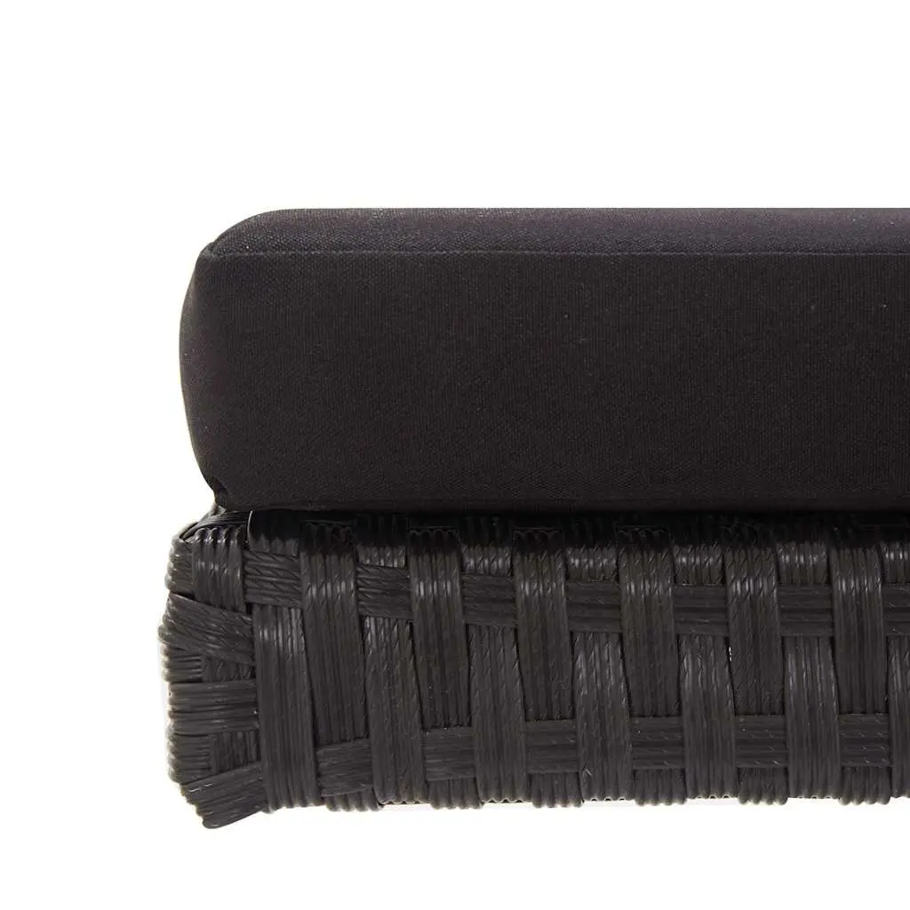 Adjustable Garden Bench Black 176cm Rattan Daybed Outdoor Seating with Cushion