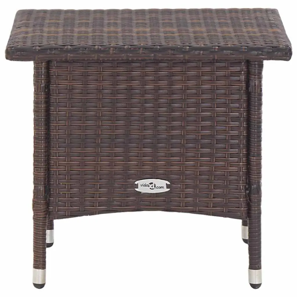 Outdoor Coffee Table Poly Rattan Steel Frame Brown 50x50x47cm Weather Resistant Garden Patio Side Table