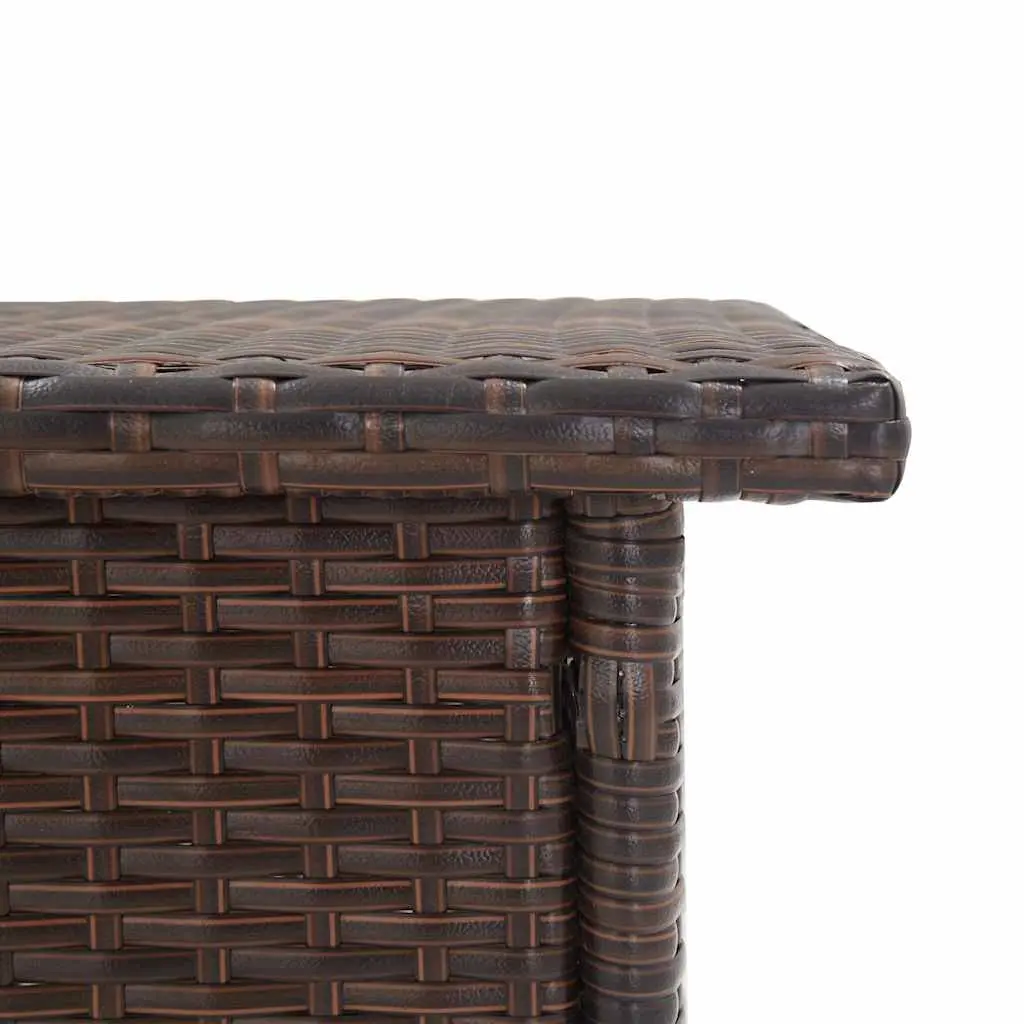 Outdoor Coffee Table Poly Rattan Steel Frame Brown 50x50x47cm Weather Resistant Garden Patio Side Table