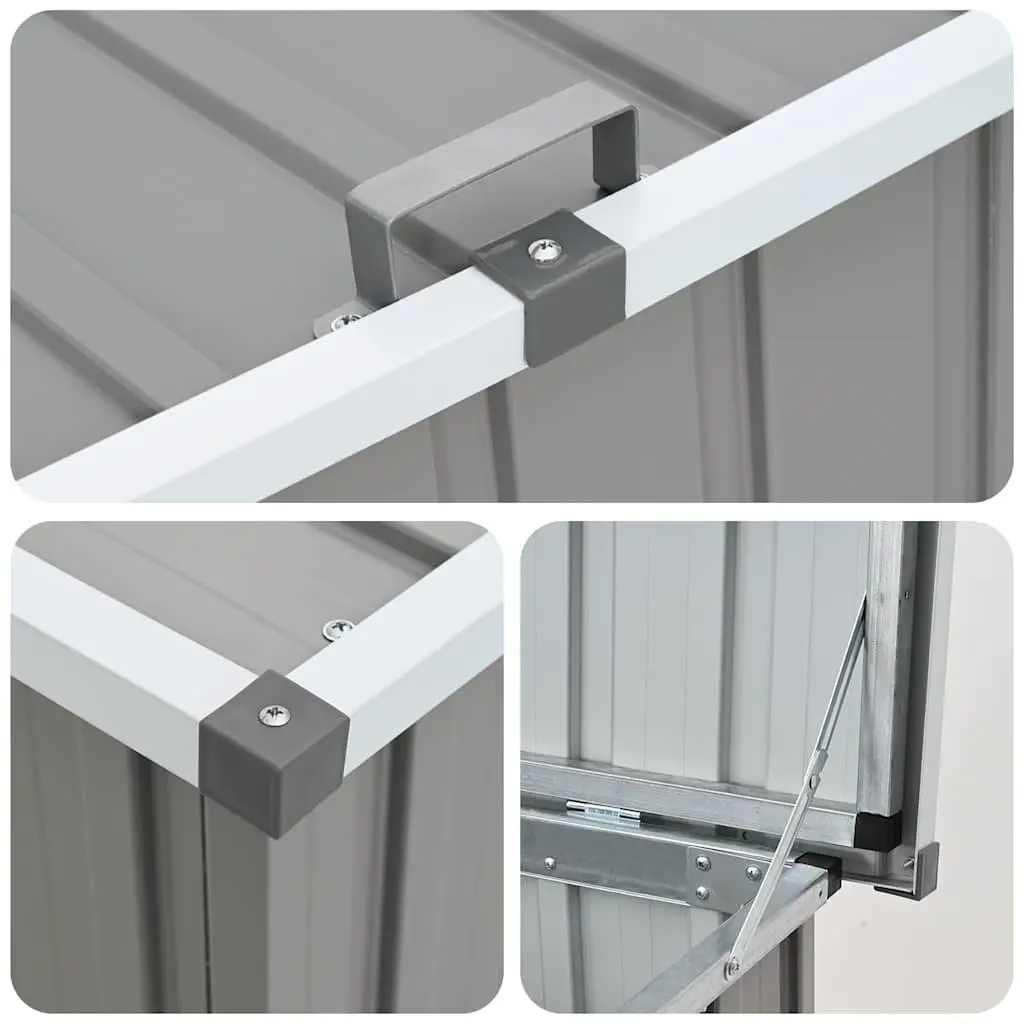 Garden Storage Box Outdoor Use Galvanised Steel Frame 109x67x65cm Grey Cushion Chest Container