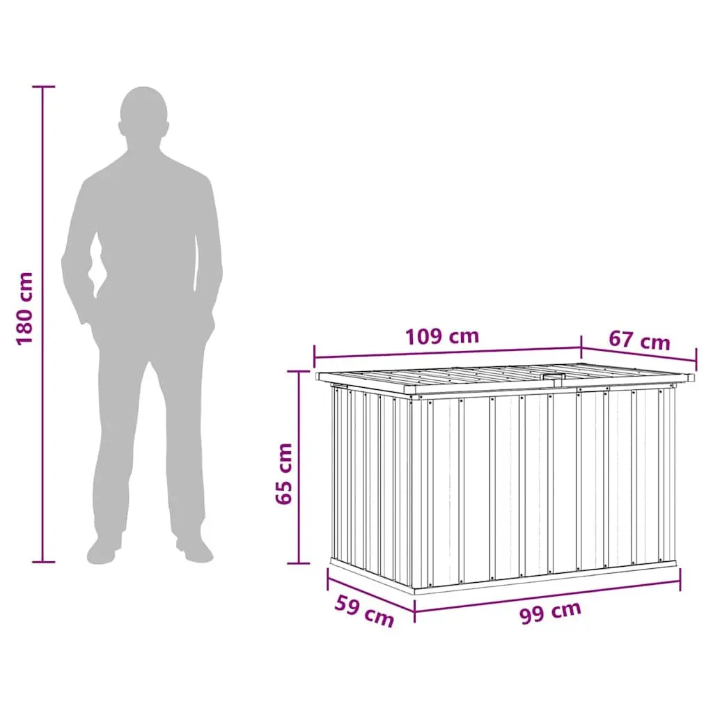 Garden Storage Box Outdoor Use Galvanised Steel Frame 109x67x65cm Grey Cushion Chest Container