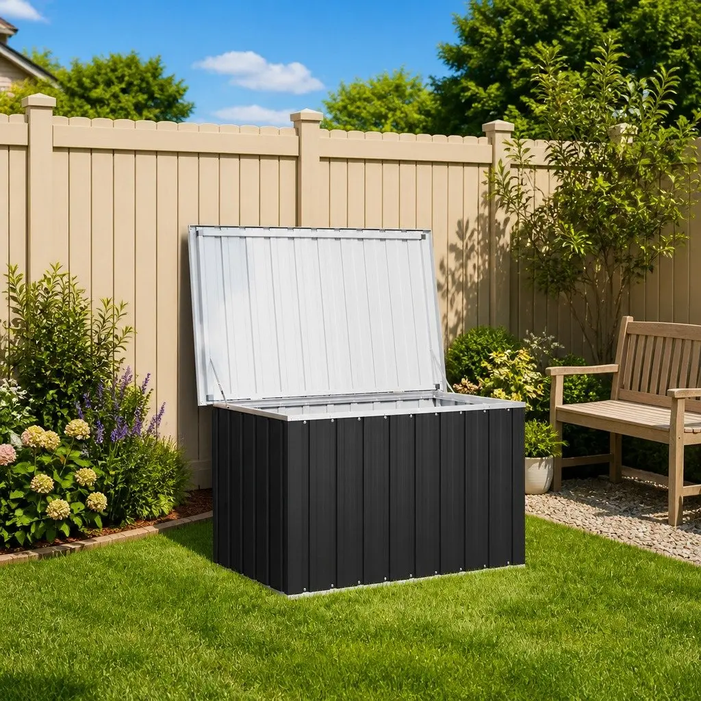 Garden Storage Box Galvanised Steel 109x67x65cm Anthracite