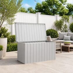 Versatile Grey Storage Box for Garden and Patio Use
