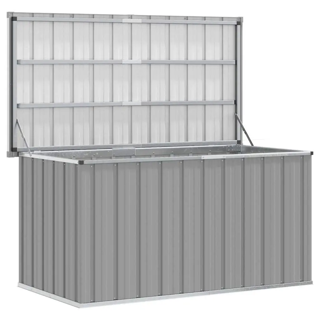 Garden Storage Box Galvanised Steel 129 x 67 x 65 cm Grey Outdoor Patio Deck Cushion Pillow Blanket Organiser
