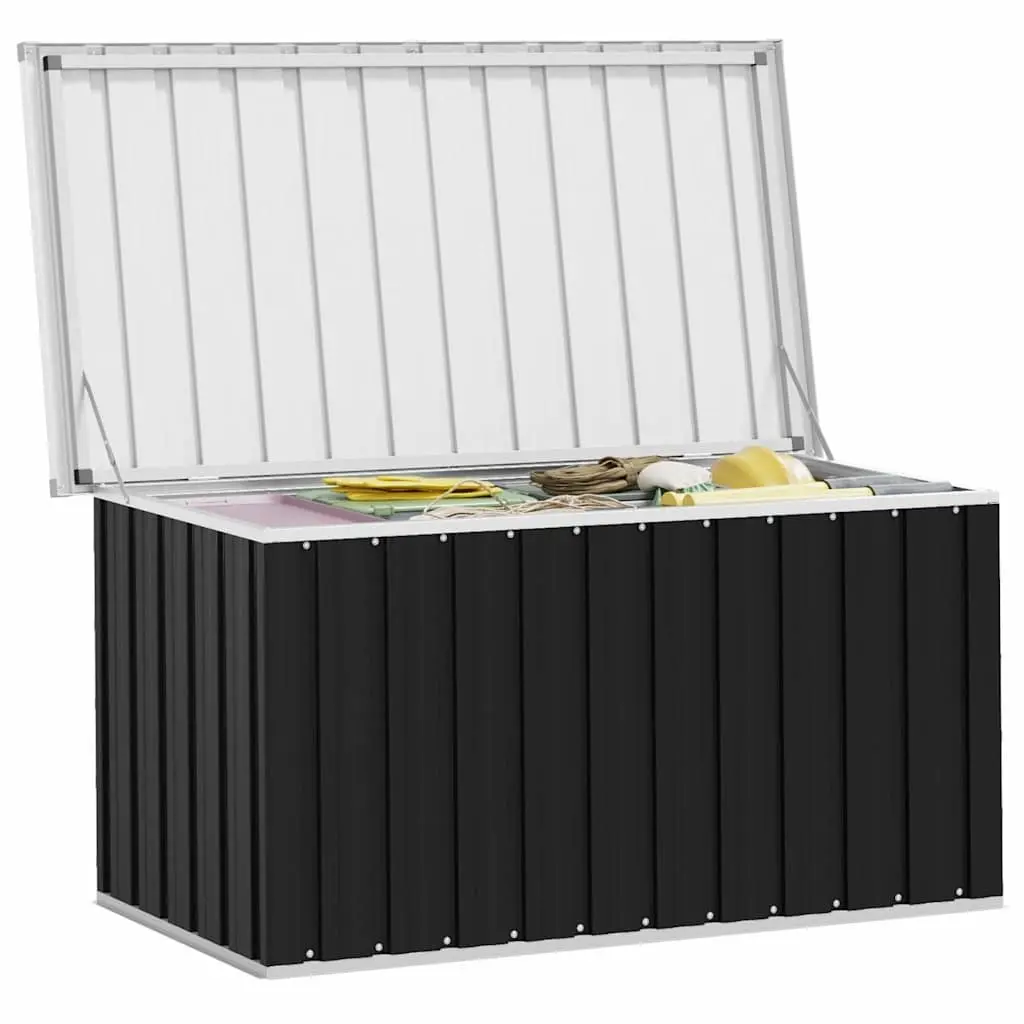 Garden Storage Box Galvanised Steel 129 x 67 x 65 cm Anthracite Outdoor Patio Deck Cushion Blanket Organiser Chest