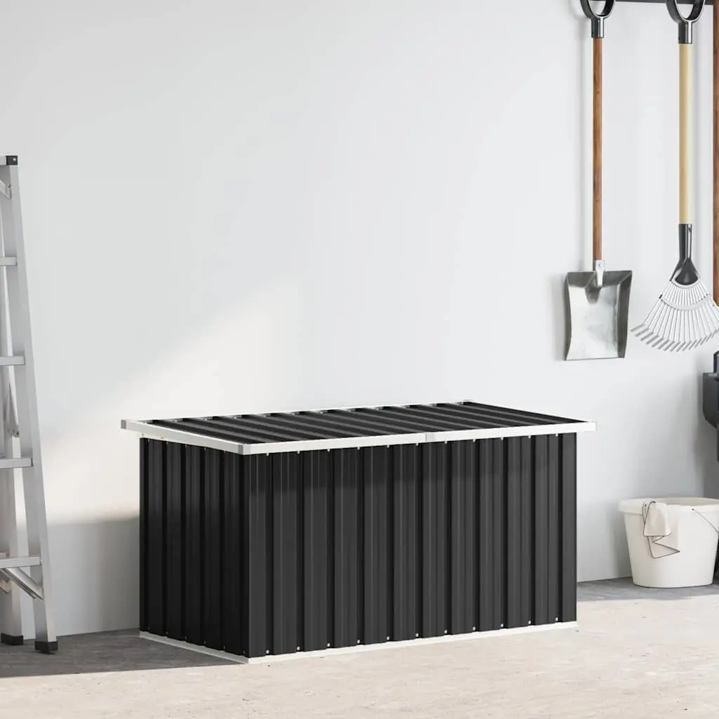 Garden Storage Box Galvanised Steel 129 x 67 x 65 cm Anthracite Outdoor Patio Deck Cushion Blanket Organiser Chest