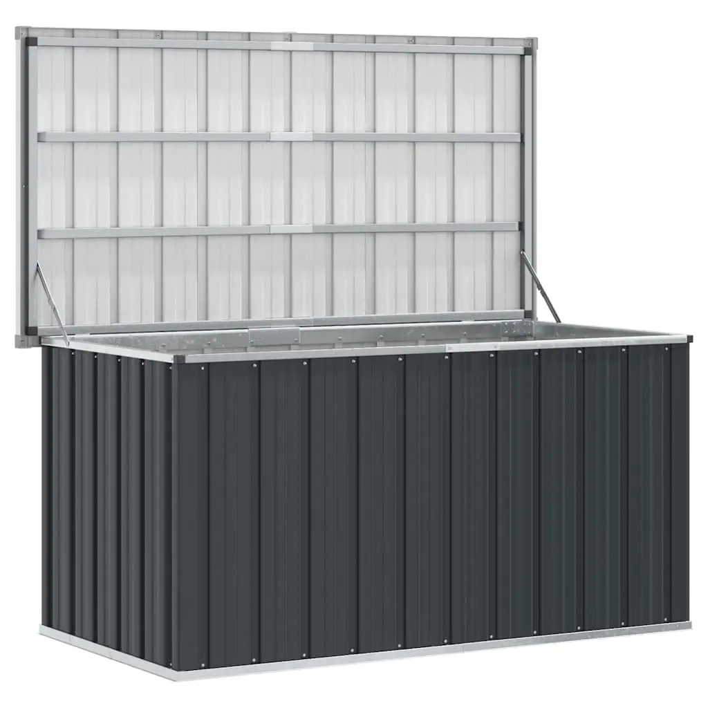 Garden Storage Box Galvanised Steel 129 x 67 x 65 cm Anthracite Outdoor Patio Deck Cushion Blanket Organiser Chest