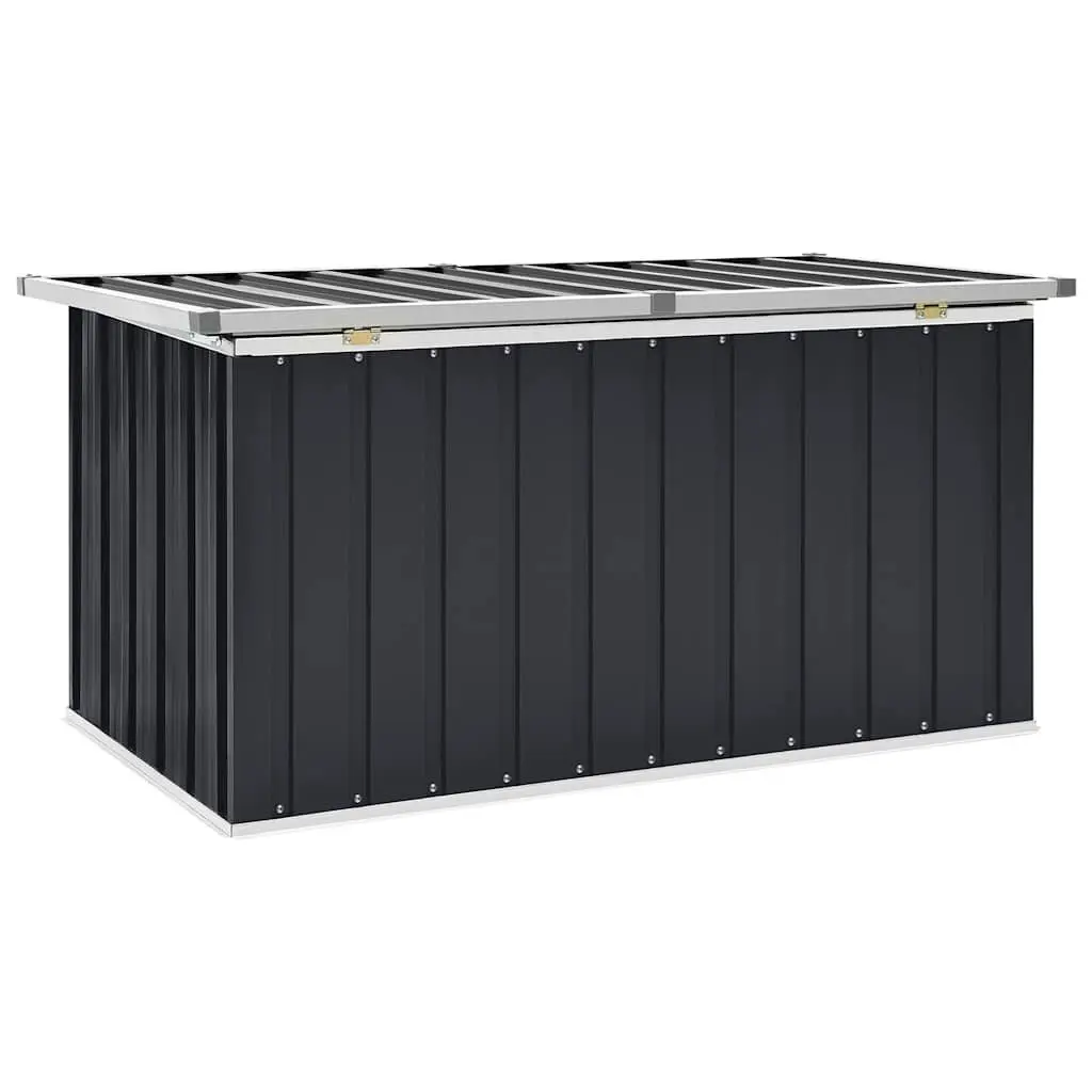 Garden Storage Box Galvanised Steel 129 x 67 x 65 cm Anthracite Outdoor Patio Deck Cushion Blanket Organiser Chest