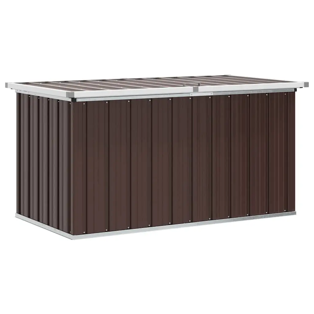 Garden Storage Box Galvanised Steel 129 x 67 x 65 cm Brown Outdoor Patio Deck Furniture