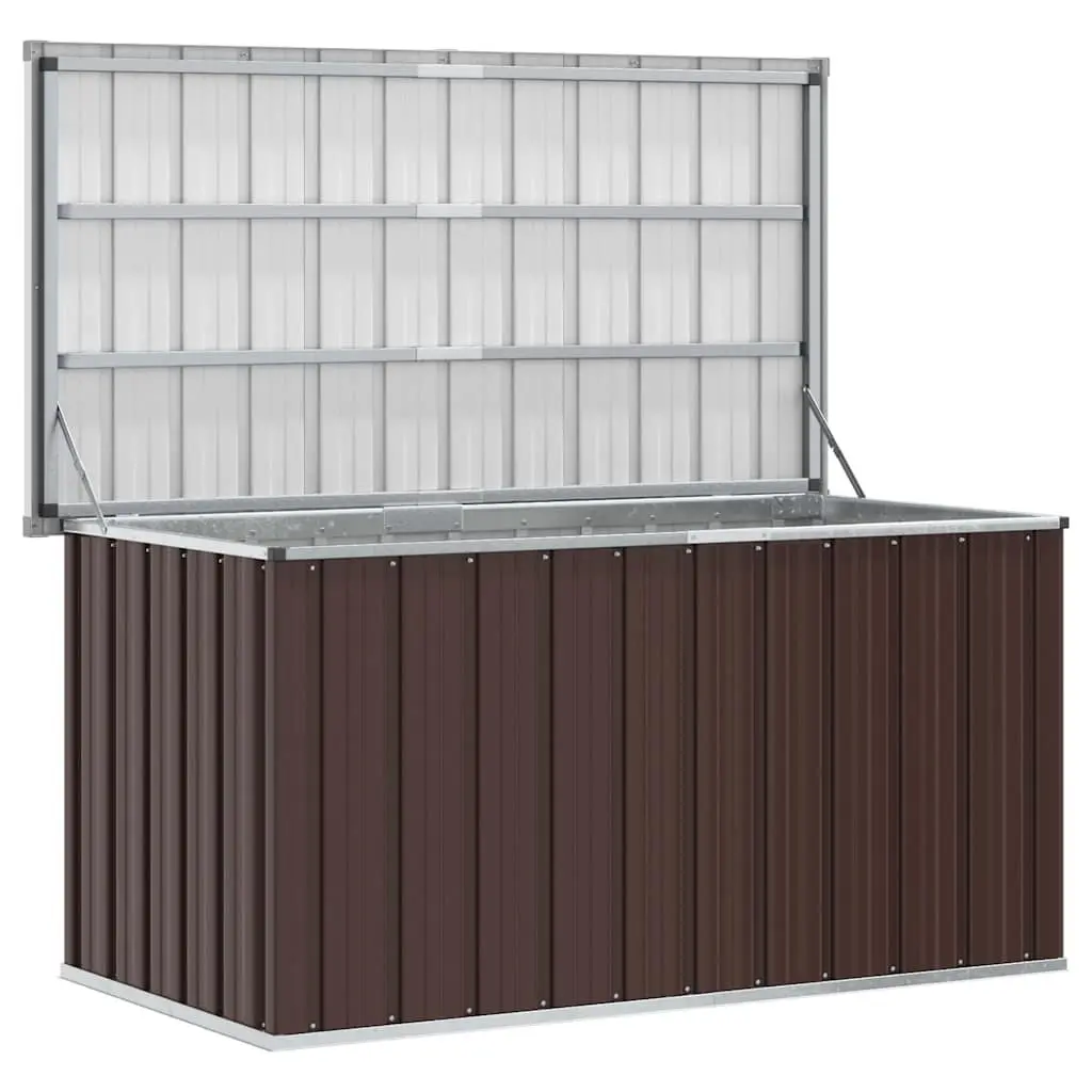 Garden Storage Box Galvanised Steel 129 x 67 x 65 cm Brown Outdoor Patio Deck Furniture