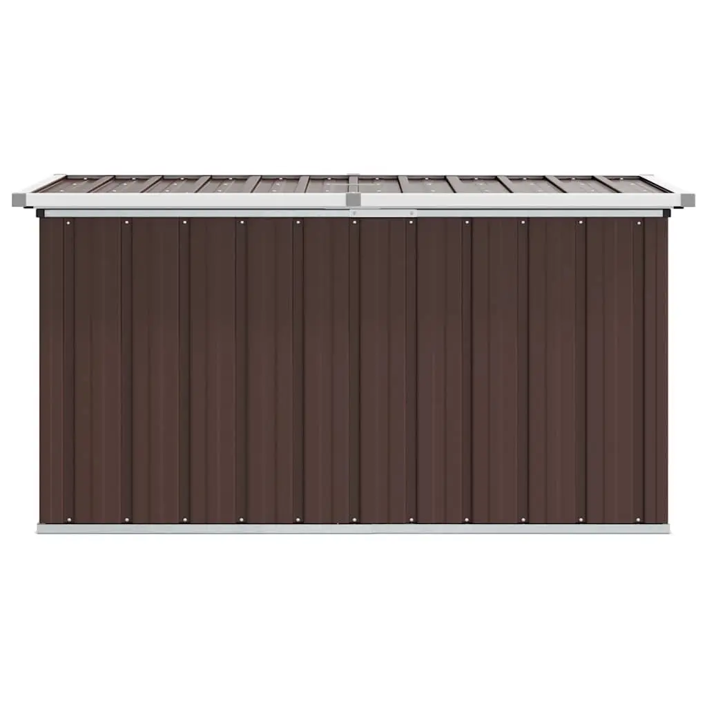 Garden Storage Box Galvanised Steel 129 x 67 x 65 cm Brown Outdoor Patio Deck Furniture
