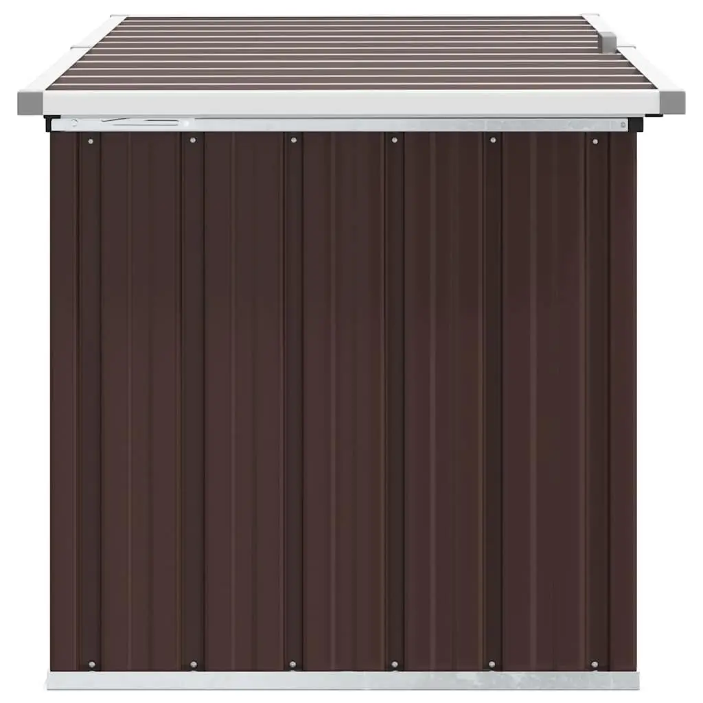 Garden Storage Box Galvanised Steel 129 x 67 x 65 cm Brown Outdoor Patio Deck Furniture