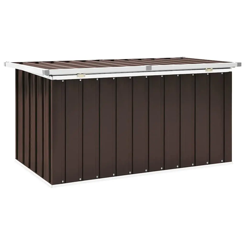 Garden Storage Box Galvanised Steel 129 x 67 x 65 cm Brown Outdoor Patio Deck Furniture