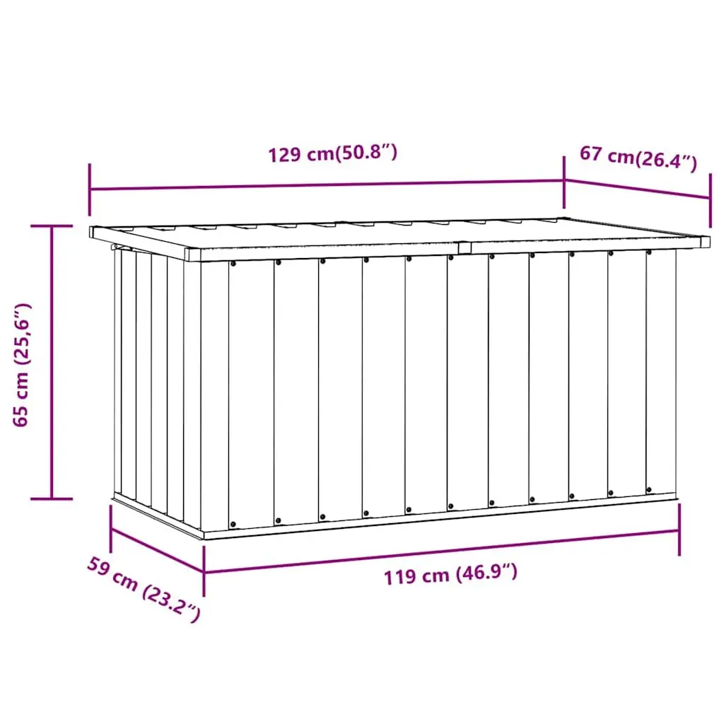 Garden Storage Box Galvanised Steel 129 x 67 x 65 cm Brown Outdoor Patio Deck Furniture