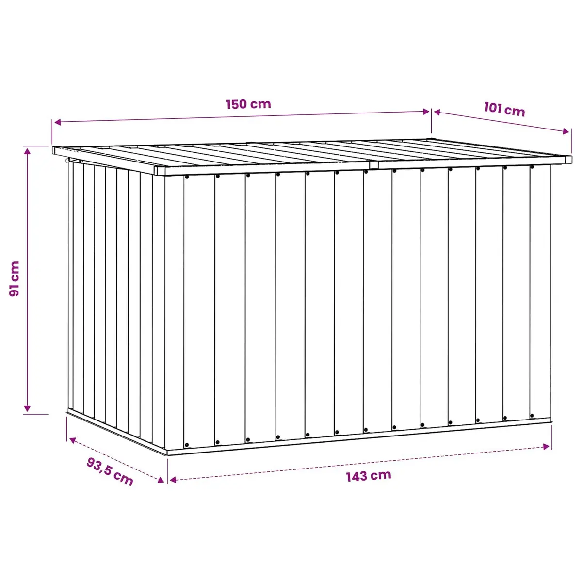 Outdoor Storage Box Galvanised Steel Anthracite 149x99x93cm Suitable for Cushions Pillows Blankets Tools