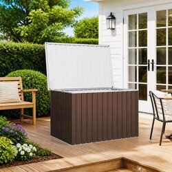 Practical Brown Garden Storage Box for Any Patio