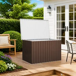 Practical Brown Garden Storage Box for Any Patio