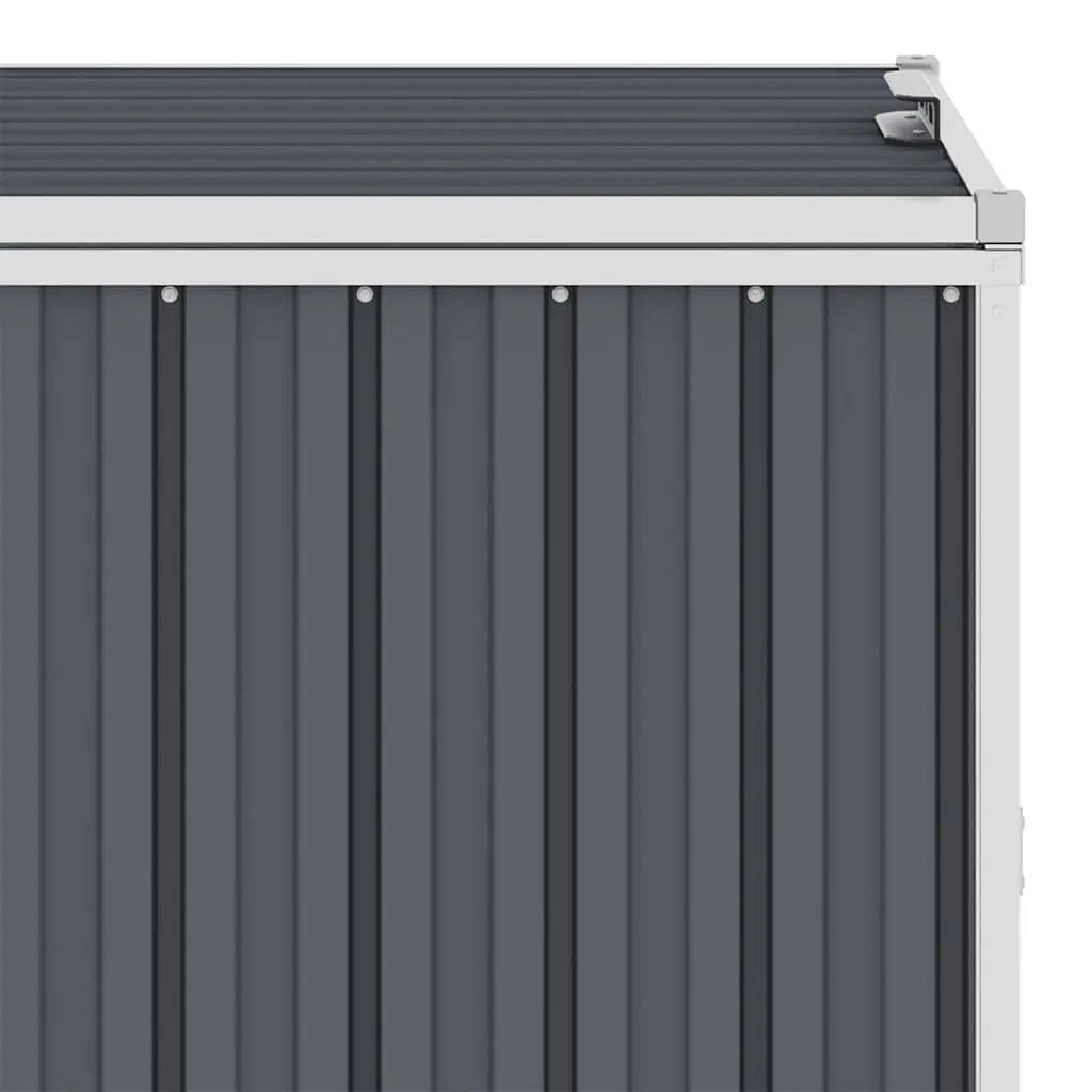 Triple Garbage Bin Shed Garden Waste Container Enclosure Grey Steel Storage