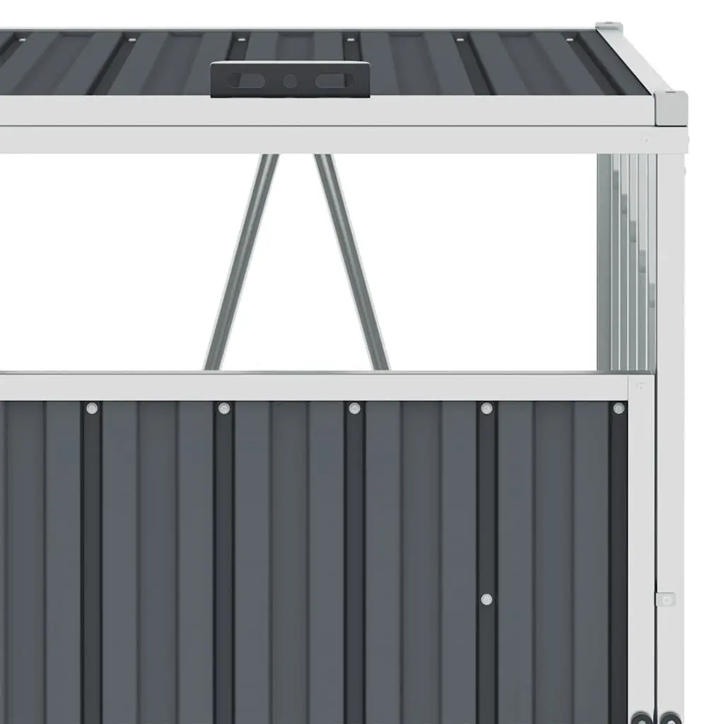 Triple Garbage Bin Shed Garden Waste Container Enclosure Grey Steel Storage