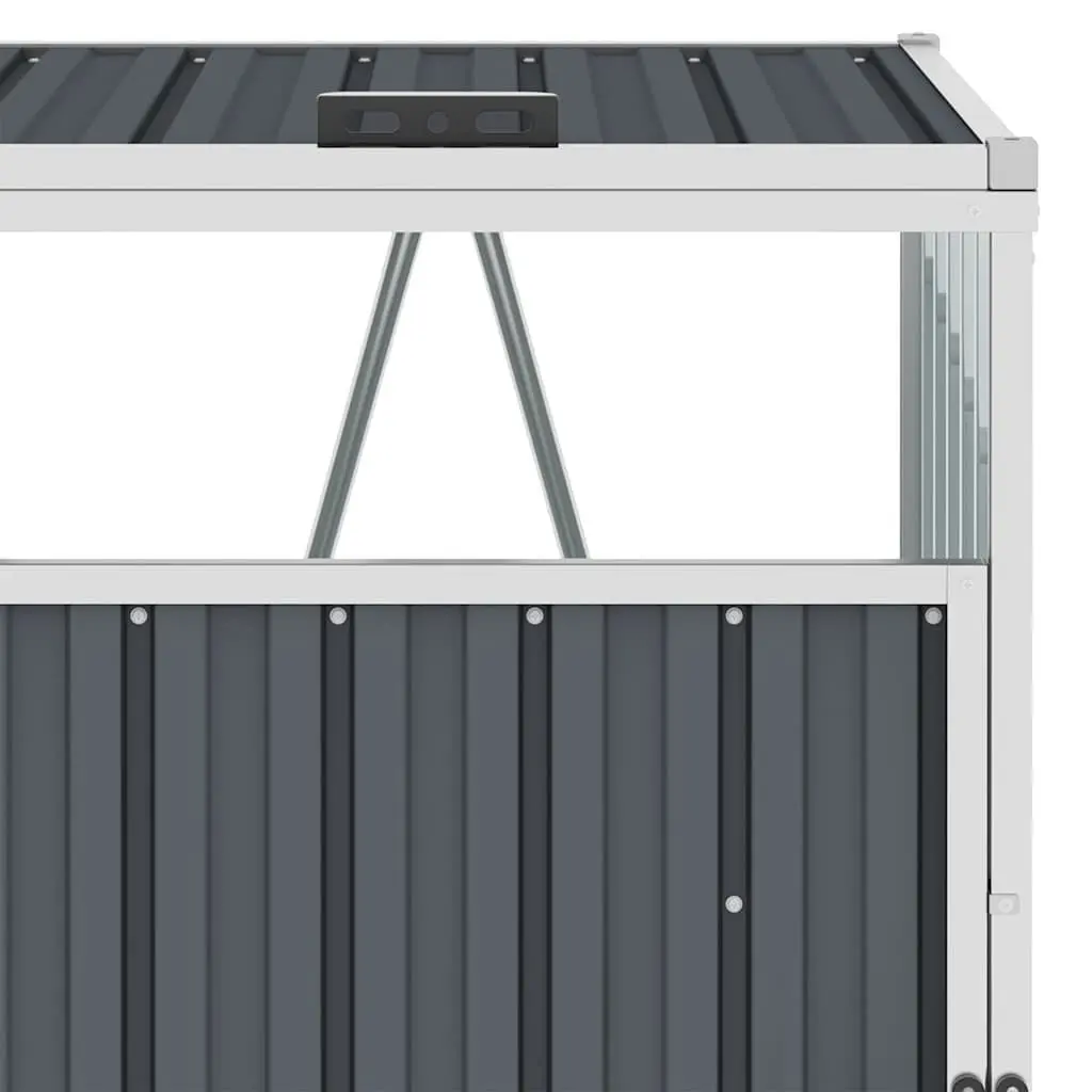 Quadruple Bin Shed Galvanised Steel Grey 286x81x121cm Outdoor Waste Container Storage