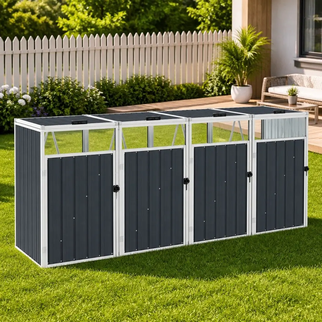 Anthracite Shed for Four Garbage Bins