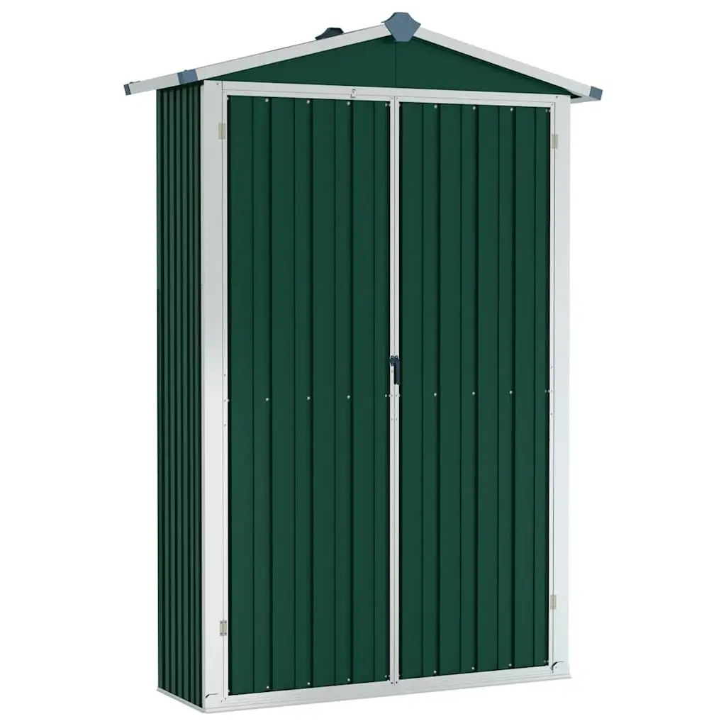Garden Shed Galvanised Steel 116x45x175cm Green Outdoor Storage with Doors and Shelves